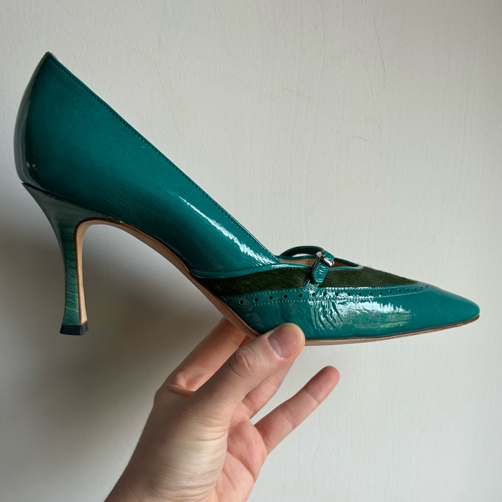 Teal/Green Manolo Blahnik 70mm Pumps Size 38